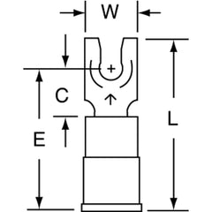 3M - #6 Stud, 16 to 14 AWG Compatible, Partially Insulated, Crimp Connection, Standard Fork Terminal - All Tool & Supply