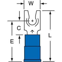 3M - #8 Stud, 16 to 14 AWG Compatible, Partially Insulated, Crimp Connection, Locking Fork Terminal - All Tool & Supply