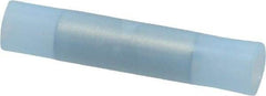 3M - 16 to 14 AWG Compatible, Nylon Fully Insulated, Crimp-On Butt Splice Terminal - 2 Wire Entries, 1.08" OAL, Blue - All Tool & Supply