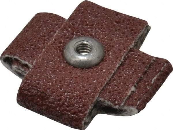 Made in USA - 60 Grit, Medium Grade, Aluminum Oxide Cross Pad - 3/4" Long x 3/8" Wide x 3/8" Thick, Cloth Backed, J Backing Weight, 8 Ply, 24,000 Max RPM - All Tool & Supply