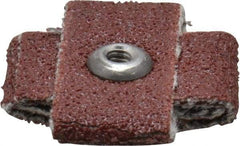 Made in USA - 80 Grit, Medium Grade, Aluminum Oxide Cross Pad - 3/4" Long x 3/8" Wide x 3/8" Thick, Cloth Backed, J Backing Weight, 8 Ply, 24,000 Max RPM - All Tool & Supply