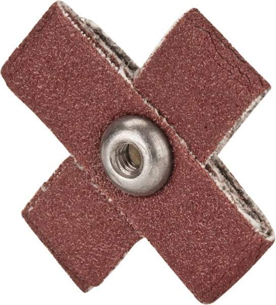 Made in USA - 80 Grit, Medium Grade, Aluminum Oxide Cross Pad - 1-1/2" Long x 1/2" Wide x 1/2" Thick, Cloth Backed, J Backing Weight, 8 Ply, 24,000 Max RPM - All Tool & Supply