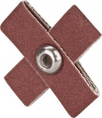 Made in USA - 120 Grit, Fine Grade, Aluminum Oxide Cross Pad - 1-1/2" Long x 1/2" Wide x 1/2" Thick, Cloth Backed, J Backing Weight, 8 Ply, 24,000 Max RPM - All Tool & Supply