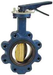 NIBCO - 5" Pipe, Lug Butterfly Valve - Lever Handle, Cast Iron Body, EPDM Seat, 200 WOG, Aluminum Bronze Disc, Stainless Steel Stem - All Tool & Supply