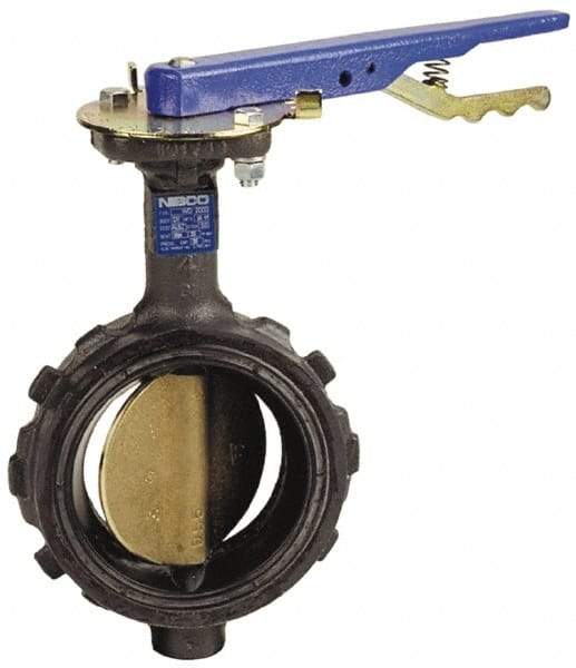 NIBCO - 4" Pipe, Wafer Butterfly Valve - Lever Handle, Ductile Iron Body, EPDM Seat, 200 WOG, Aluminum Bronze Disc, Stainless Steel Stem - All Tool & Supply