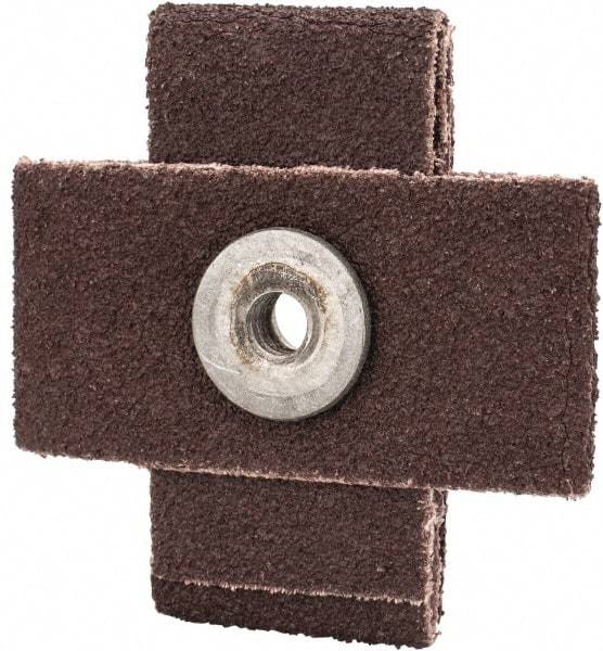 Made in USA - 60 Grit, Medium Grade, Aluminum Oxide Cross Pad - 2" Long x 1" Wide x 1" Thick, Cloth Backed, X Backing Weight, 8 Ply, 24,000 Max RPM - All Tool & Supply