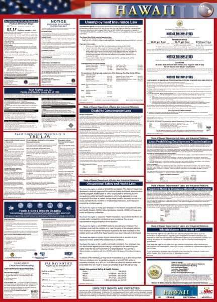 NMC - 24" Wide x 40" High Laminated Paper Labor Law Information Poster - Hawaii Jurisdiction, 0.03" Thick, English - All Tool & Supply