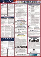 NMC - 24" Wide x 40" High Laminated Paper Labor Law Information Poster - Tennessee Jurisdiction, 0.03" Thick, English - All Tool & Supply