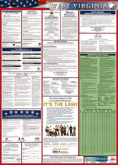 NMC - 24" Wide x 40" High Laminated Paper Labor Law Information Poster - West Virginia Jurisdiction, 0.03" Thick, English - All Tool & Supply