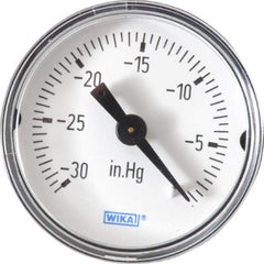 Wika - 1-1/2" Dial, 1/8 Thread, 30-0 Scale Range, Pressure Gauge - Center Back Connection Mount, Accurate to 3-2-3% of Scale - All Tool & Supply