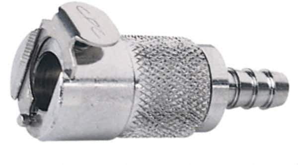 CPC Colder Products - 3/8" Inside Tube Diam, Brass, Quick Disconnect, Hose Barb Valved Inline Coupling Body - 250 Max psi, -40 to 180°F, 2" OAL x 0.89" Overall Height, Chrome Plated - All Tool & Supply