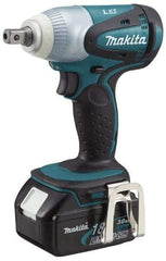 Makita - 1/2" Drive 18 Volt Pistol Grip Cordless Impact Wrench & Ratchet - 2,100 RPM, 170 Ft/Lb Torque, 2 Lithium-Ion Batteries Included - All Tool & Supply