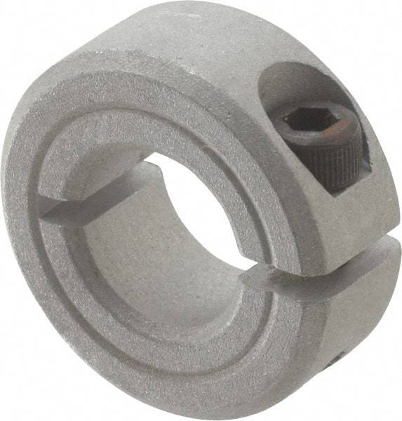 Made in USA - 7/16" Bore, Aluminum, One Piece Clamp Collar - 15/16" Outside Diam, 3/8" Wide - All Tool & Supply