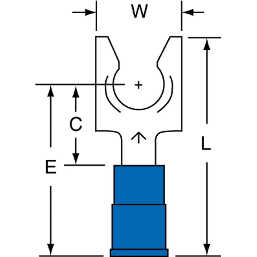 3M - 1/4" Stud, 16 to 14 AWG Compatible, Partially Insulated, Crimp Connection, Locking Fork Terminal - All Tool & Supply