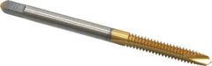 Kennametal - #6-32 UNC, 2 Flute, TiN Finish, High Speed Steel Spiral Point Tap - Plug Chamfer, Right Hand Thread, 2" OAL, 11/16" Thread Length, 0.141" Shank Diam, 3B Class of Fit - Exact Industrial Supply