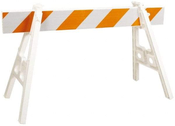 PRO-SAFE - 24 Inch Wide x 40 Inch High, Reflective, Plastic A Frame Barricade without Rail - 7 Lbs., White and Orange - All Tool & Supply