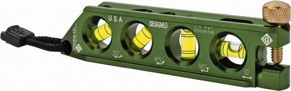 Greenlee - Magnetic 5-1/2" Long 4 Vial Torpedo Level - Aluminum, Green, 1 0°, 1 30°, 1 45° & 1 90° Vials - All Tool & Supply