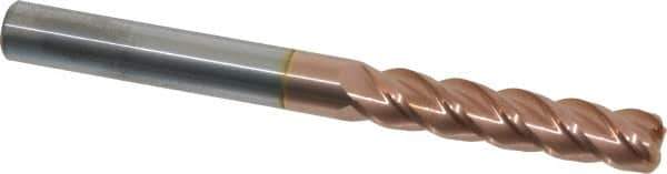 Accupro - 3/8", 4 Flute, Single End, Solid Carbide, 0.06" Corner Radius End Mill - 4" OAL, 40° Helix, Right Hand Flute, 1-3/4" LOC, Right Hand Cut - All Tool & Supply