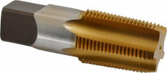 Kennametal - 1 - 11-1/2 NPT Thread, 5 Flute Standard Pipe Tap - 3-3/4" OAL, 1-3/4" Thread Length, 1-1/8" Shank Diam, TiN Finish, High Speed Steel - Exact Industrial Supply