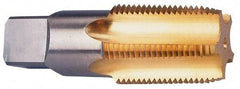 Cleveland - 3/8-18 NPT Thread, 4 Flute Standard Pipe Tap - 2-9/16" OAL, TiN Finish, High Speed Steel - Exact Industrial Supply