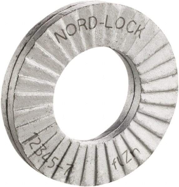 Nord-Lock - #8, 0.354" OD, Zinc Flake, Steel Wedge Lock Washer - Grade 2, 0.166 to 0.174" ID - All Tool & Supply