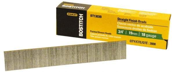 Stanley Bostitch - 18 Gauge 3/4" Long Brad Nails for Power Nailers - Steel, Galvanized Finish, Brad Head, Chisel Point - All Tool & Supply