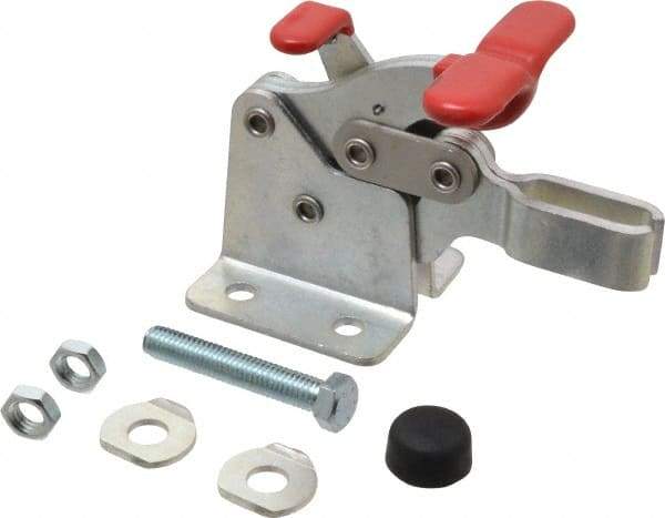 De-Sta-Co - 750 Lb Holding Capacity, Horizontal Handle, Manual Hold Down Toggle Clamp - 168° Handle Movement, 90° Bar Opening, U-Bar, Flanged Base, Electro-Plated Zinc, Carbon Steel - All Tool & Supply