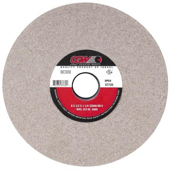 Camel Grinding Wheels - 14" Diam x 5" Hole x 1-1/2" Thick, J Hardness, 46 Grit Surface Grinding Wheel - Aluminum Oxide, Type 1, Coarse Grade, 1,910 Max RPM, Vitrified Bond, No Recess - All Tool & Supply