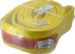 Lift-All - 6' Long x 4" Wide, 20,700 Lb Vertical Capacity, 2 Ply, Polyester Web Sling - 16,500 Lb Choker Capacity, Yellow - All Tool & Supply