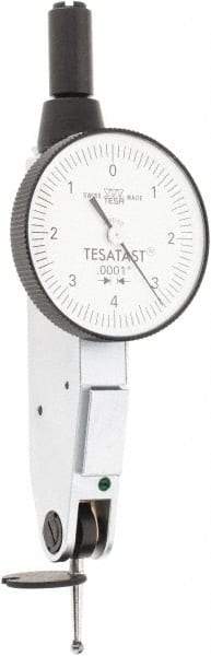 TESA Brown & Sharpe - 0.008 Inch Range, 0.0001 Inch Dial Graduation, Horizontal Dial Test Indicator - 1 Inch White Dial, 0-4-0 Dial Reading, Accurate to 0.0001 Inch - All Tool & Supply