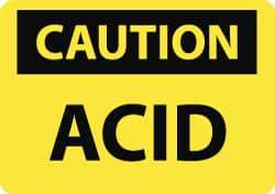 NMC - "Caution - Acid", 10" Long x 14" Wide, Rigid Plastic Safety Sign - Rectangle, 0.05" Thick, Use for Hazardous Materials - All Tool & Supply