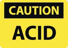 NMC - "Caution - Acid", 10" Long x 14" Wide, Pressure-Sensitive Vinyl Safety Sign - Rectangle, 0.004" Thick, Use for Hazardous Materials - All Tool & Supply