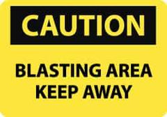 NMC - "Caution - Blasting Area - Keep Away", 10" Long x 14" Wide, Pressure-Sensitive Vinyl Safety Sign - Rectangle, 0.004" Thick, Use for Accident Prevention - All Tool & Supply