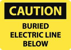 NMC - "Caution - Buried Electric Line Below", 10" Long x 14" Wide, Pressure-Sensitive Vinyl Safety Sign - Rectangle, 0.004" Thick, Use for Accident Prevention - All Tool & Supply