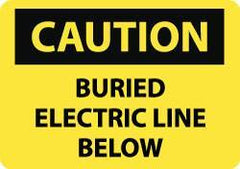 NMC - "Caution - Buried Electric Line Below", 10" Long x 14" Wide, Rigid Plastic Safety Sign - Rectangle, 0.05" Thick, Use for Accident Prevention - All Tool & Supply