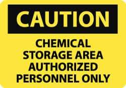 NMC - "Caution - Chemical Storage Area - Authorized Personnel Only", 10" Long x 14" Wide, Pressure-Sensitive Vinyl Safety Sign - Rectangle, 0.004" Thick, Use for Hazardous Materials - All Tool & Supply