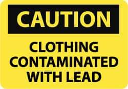 NMC - "Caution - Clothing Contaminated with Lead", 10" Long x 14" Wide, Pressure-Sensitive Vinyl Safety Sign - Rectangle, 0.004" Thick, Use for Accident Prevention - All Tool & Supply