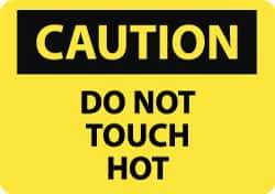 NMC - "Caution - Do Not Touch - Hot", 10" Long x 14" Wide, Pressure-Sensitive Vinyl Safety Sign - Rectangle, 0.004" Thick, Use for Hazardous Materials - All Tool & Supply