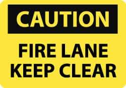 NMC - "Caution - Fire Lane - Keep Clear", 10" Long x 14" Wide, Rigid Plastic Safety Sign - Rectangle, 0.05" Thick, Use for Accident Prevention - All Tool & Supply