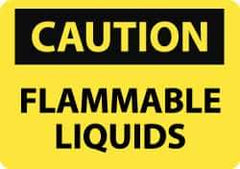 NMC - "Caution - Flammable Liquids", 10" Long x 14" Wide, Pressure-Sensitive Vinyl Safety Sign - Rectangle, 0.004" Thick, Use for Hazardous Materials - All Tool & Supply