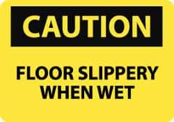 NMC - "Caution - Floor Slippery When Wet", 10" Long x 14" Wide, Pressure-Sensitive Vinyl Safety Sign - Rectangle, 0.004" Thick, Use for Accident Prevention - All Tool & Supply