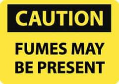 NMC - "Caution - Fumes May Be Present", 10" Long x 14" Wide, Pressure-Sensitive Vinyl Safety Sign - Rectangle, 0.004" Thick, Use for Hazardous Materials - All Tool & Supply