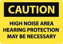 NMC - "Caution - High Noise Area - Hearing Protection May Be Necessary", 10" Long x 14" Wide, Rigid Plastic Safety Sign - Rectangle, 0.05" Thick, Use for Accident Prevention - All Tool & Supply