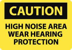 NMC - "Caution - High Noise Area - Wear Hearing Protection", 10" Long x 14" Wide, Rigid Plastic Safety Sign - Rectangle, 0.05" Thick, Use for Accident Prevention - All Tool & Supply