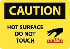 NMC - "Caution - Hot Surface - Do Not Touch", 10" Long x 14" Wide, Pressure-Sensitive Vinyl Safety Sign - Rectangle, 0.004" Thick, Use for Hazardous Materials - All Tool & Supply