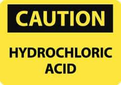 NMC - "Caution - Hydrochloric Acid", 10" Long x 14" Wide, Aluminum Safety Sign - Rectangle, 0.04" Thick, Use for Hazardous Materials - All Tool & Supply