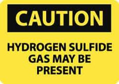 NMC - "Caution - Hydrogen Sulfide Gas May Be Present", 10" Long x 14" Wide, Pressure-Sensitive Vinyl Safety Sign - Rectangle, 0.004" Thick, Use for Hazardous Materials - All Tool & Supply