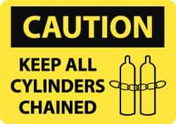 NMC - "Caution - Keep All Cylinders Chained", 10" Long x 14" Wide, Rigid Plastic Safety Sign - Rectangle, 0.05" Thick, Use for Accident Prevention - All Tool & Supply