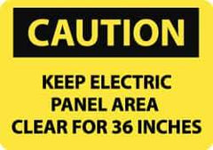 NMC - "Caution - Keep Electric Panel Area Clear for 36 Inches", 10" Long x 14" Wide, Aluminum Safety Sign - Rectangle, 0.04" Thick, Use for Accident Prevention - All Tool & Supply