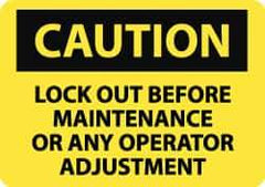 NMC - "Caution - Lock Out Before Maintenance or Any Operator Adjustment", 10" Long x 14" Wide, Aluminum Safety Sign - Rectangle, 0.04" Thick, Use for Accident Prevention - All Tool & Supply